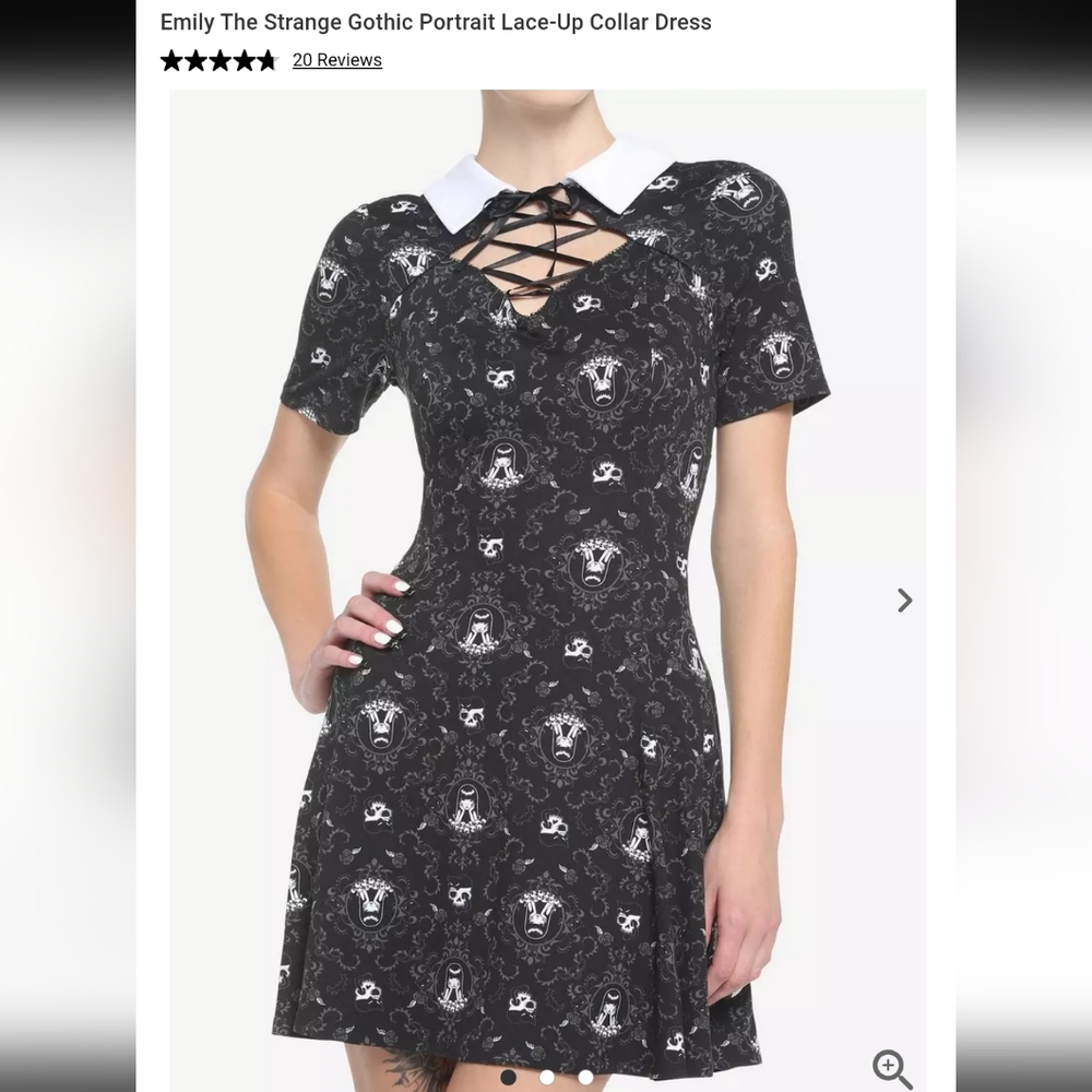 Gothic Lace-Up Collar Dress in Black EMILY THE STRANGE DRESS